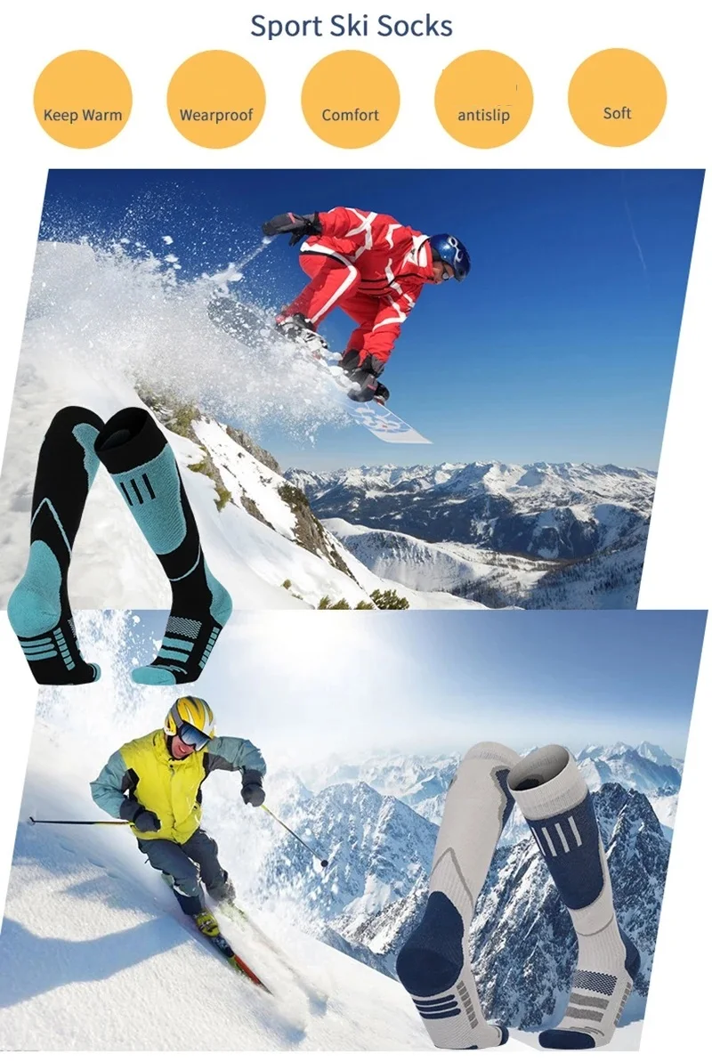 1 Paar Thermosocken aus Merinowolle für Herren und Damen, für den Winter, lang, warm, Kompressionssocken für Ski, Wandern, Snowboarden, Klettern, Sportsocken_voghion.com