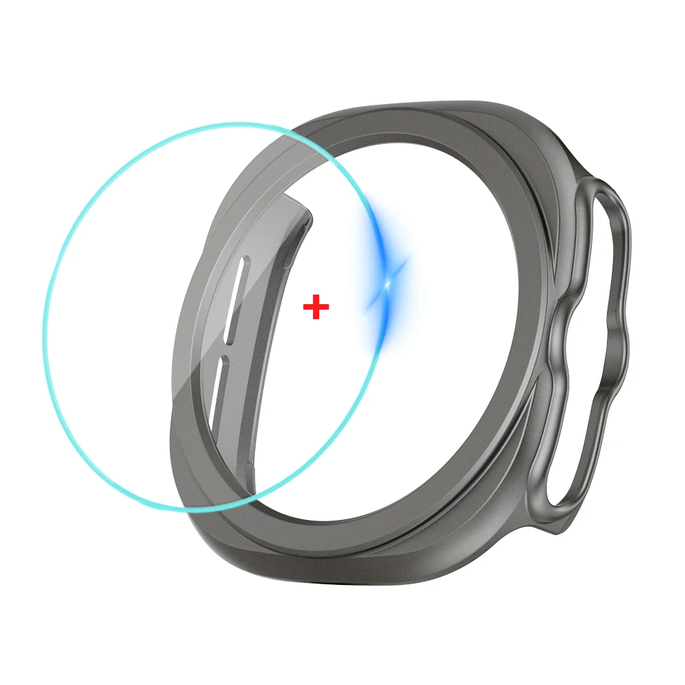Rugged Glass Case with Screen Protector for Smartwatch - Hard PC Bumper Cover