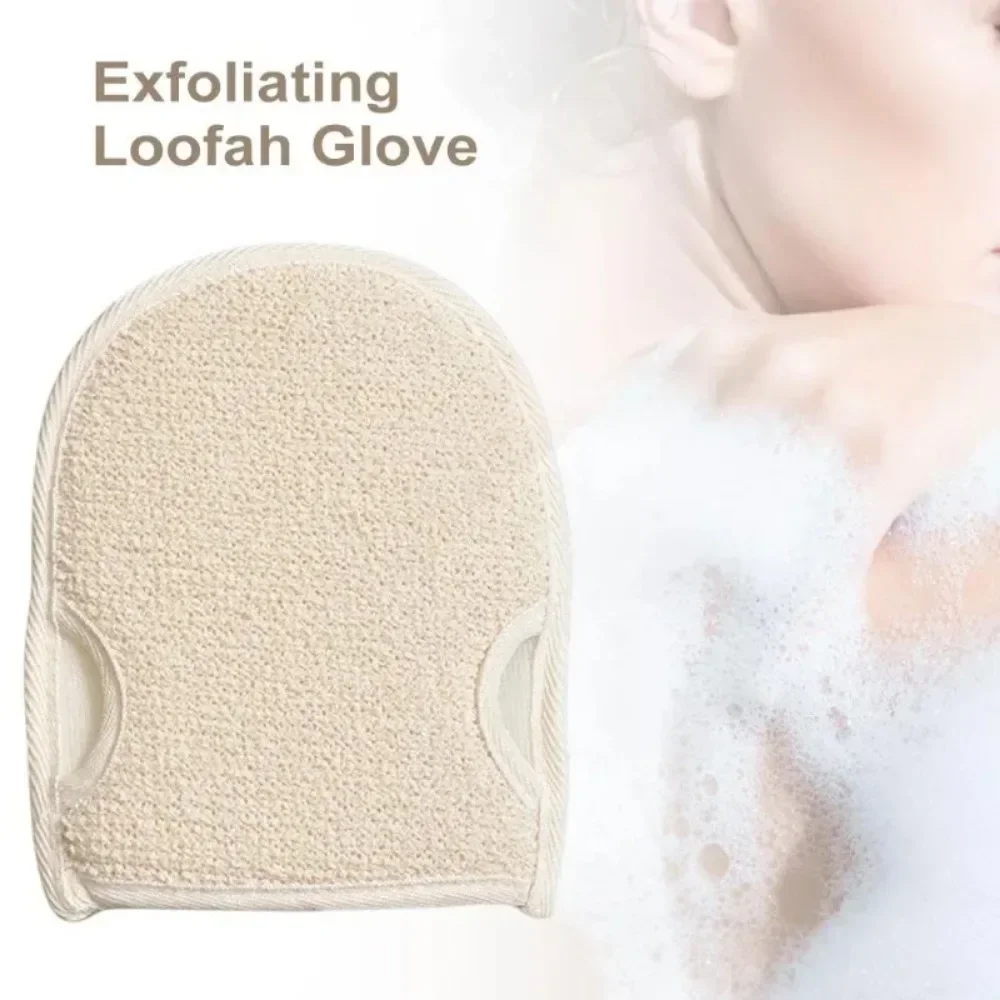 Soft Natural Loofah Glove Double-sided Body Scrub Sponge Pad Shower Body Scrubber Mitt for Shower Spa Skin Clean Bath Gloves 3