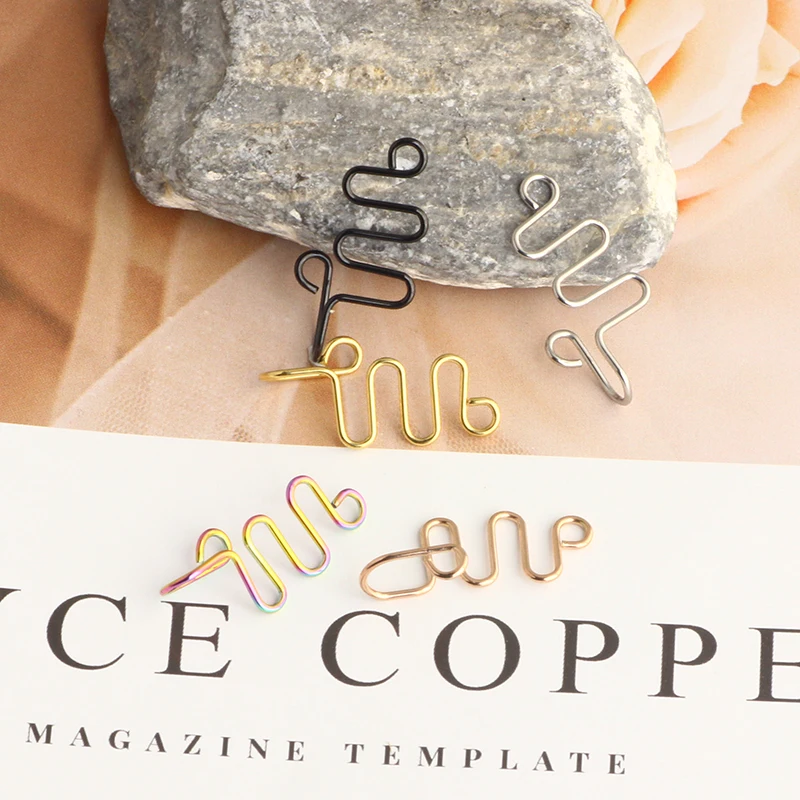 Fake Piering Septum Nose Ring Fashion punk Non Piercing Lip Ring Earring Clip Stainless Steel Non Perforation Body Jewelry