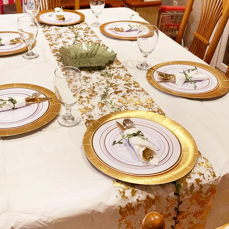 Wedding Decoration Dinner Table Runner Sparkly Gold Sequin Mesh