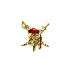 Pirate Skull Metal Car Logo - Decorative Sticker Decal Accessory (Gold 1pc)