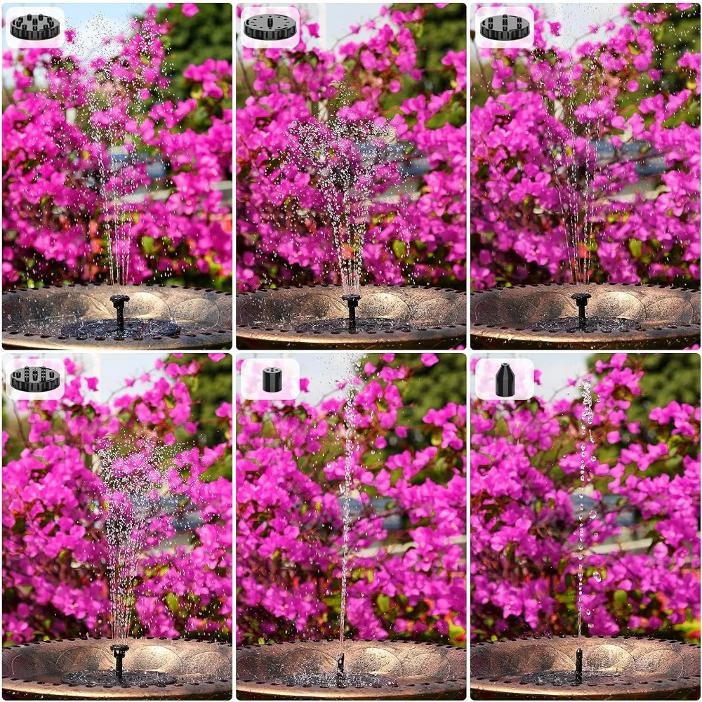 태양광 패널 정원 플로팅 분수 펌프, 각 정원 장식 분수 펌프, 6 노즐, 7.1 피트, 3.5W, 2 개