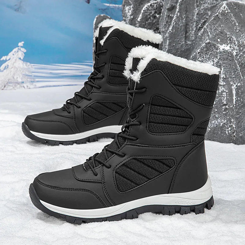 Boot woman High-top Waterproof Ankle Boots Men Thick Plus Warm Large Size Snow Hiking Boots Outdoor Cotton Shoes Sneakers
