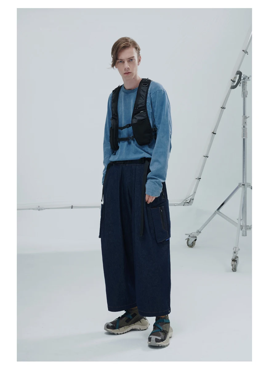 Reindee Lusion 21aw  Split hem base longsleeve shirt dyed cotton secured pocket techwear ninjawear