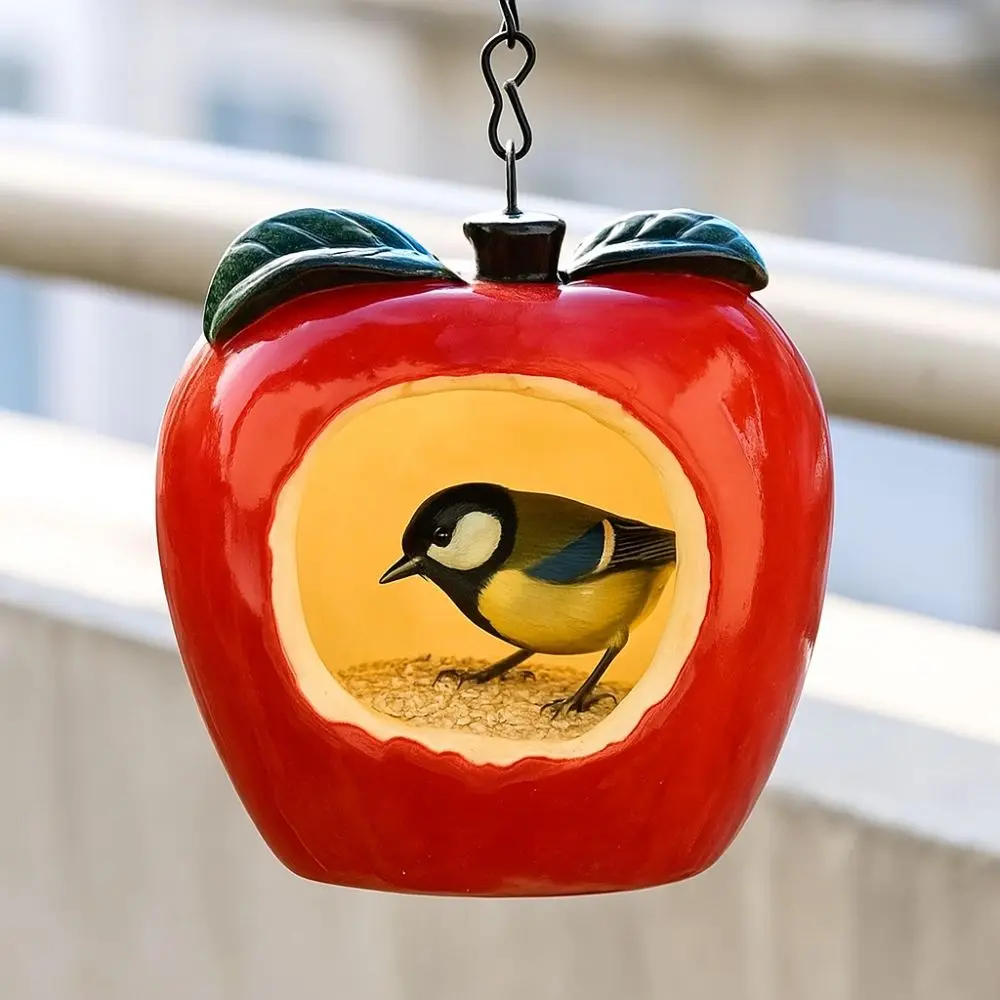 Resin Crafts Bird Hanging Feeder Handcrafted Large Capacity Bird Food Dispenser Simulation Fruit Bird Feeding Dish