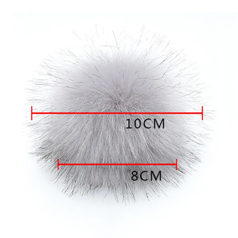 DIY Hairball Hat Fur PomPom 6pcs 8cm pom poms craft supplies Fake Fox Fur Pom Pom Balls With Rubber Band Buttons Handmade Knit Clothing Hat Accessories