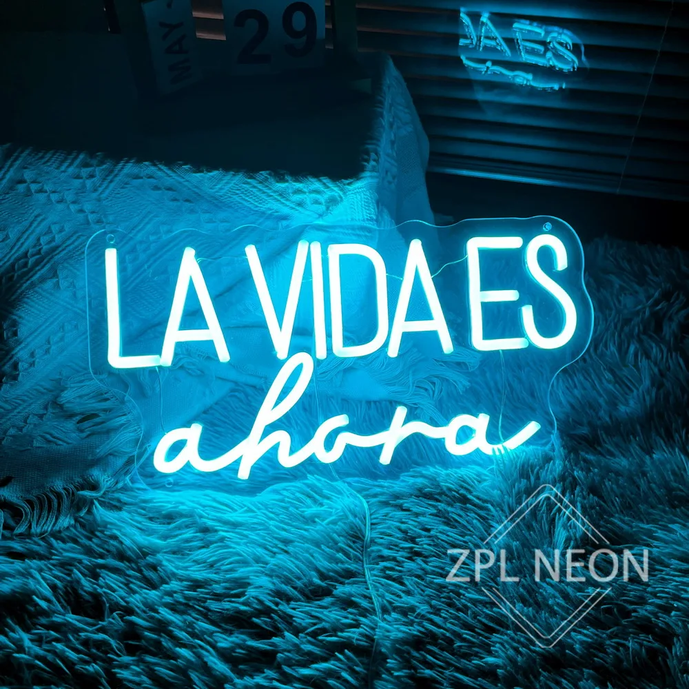 Neon Sign LA VIDA ES Ahora for Wedding Party Bedroom