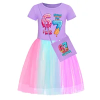 Enfants Six Seven robe 67 voler un cerveau bébé filles à manches courtes robes décontractées filles fantaisie princesse robes enfants vêtements 4