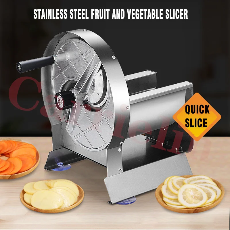 

Manual Vegetable Slicer Commercial Fruit Cutter Machine Potato Carrot Slicing Ginger Lemon Cutting Stainless Steel