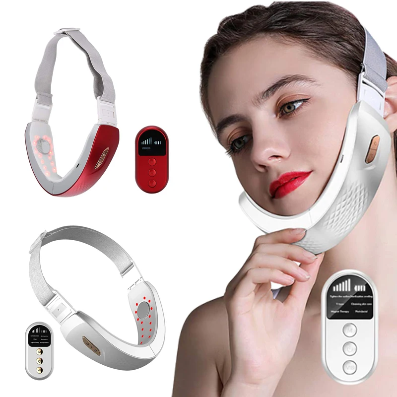 Facial Massager Lift Up Belt Face Care Lifting Machine V Shaped Cheek Face Slimming Vibration Care Led Light Therapy Double Chin