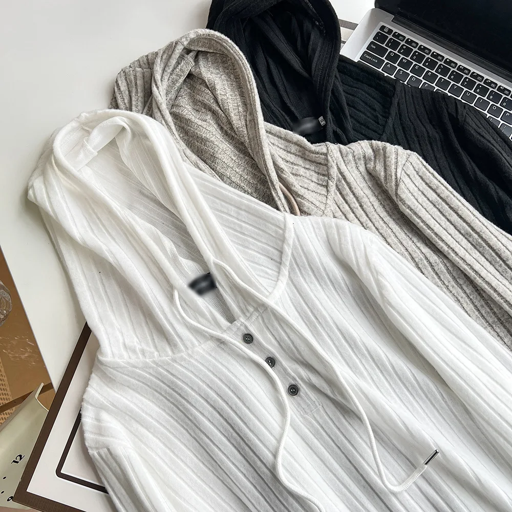 Plus Size Women's T-Shirt Spring 100kg Casual Solid Color Hooded Pit Strip bottom-top Hoodie Top 2306