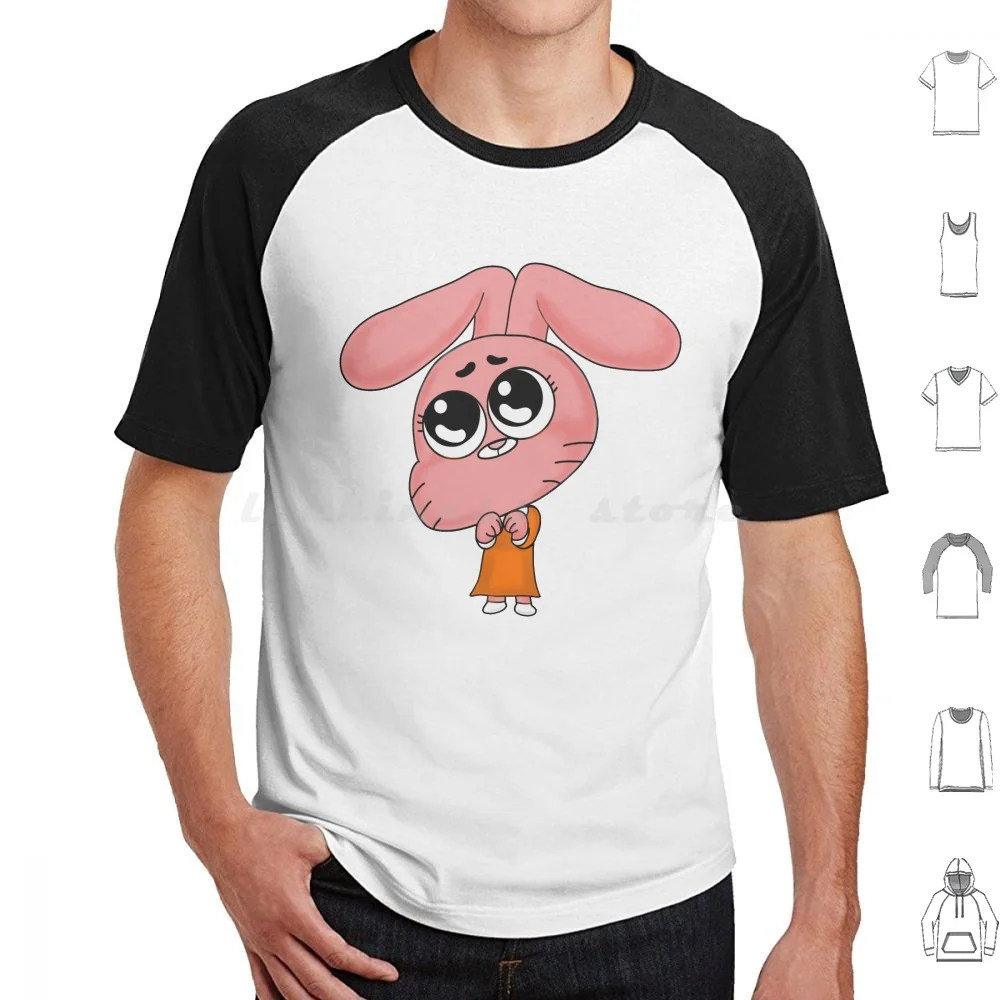Innocent Anais Chibi T Shirt Big Size 100% Cotone Anais Anais Watterson Gumball Gumball Watterson Chibi Smile Happy Innocent