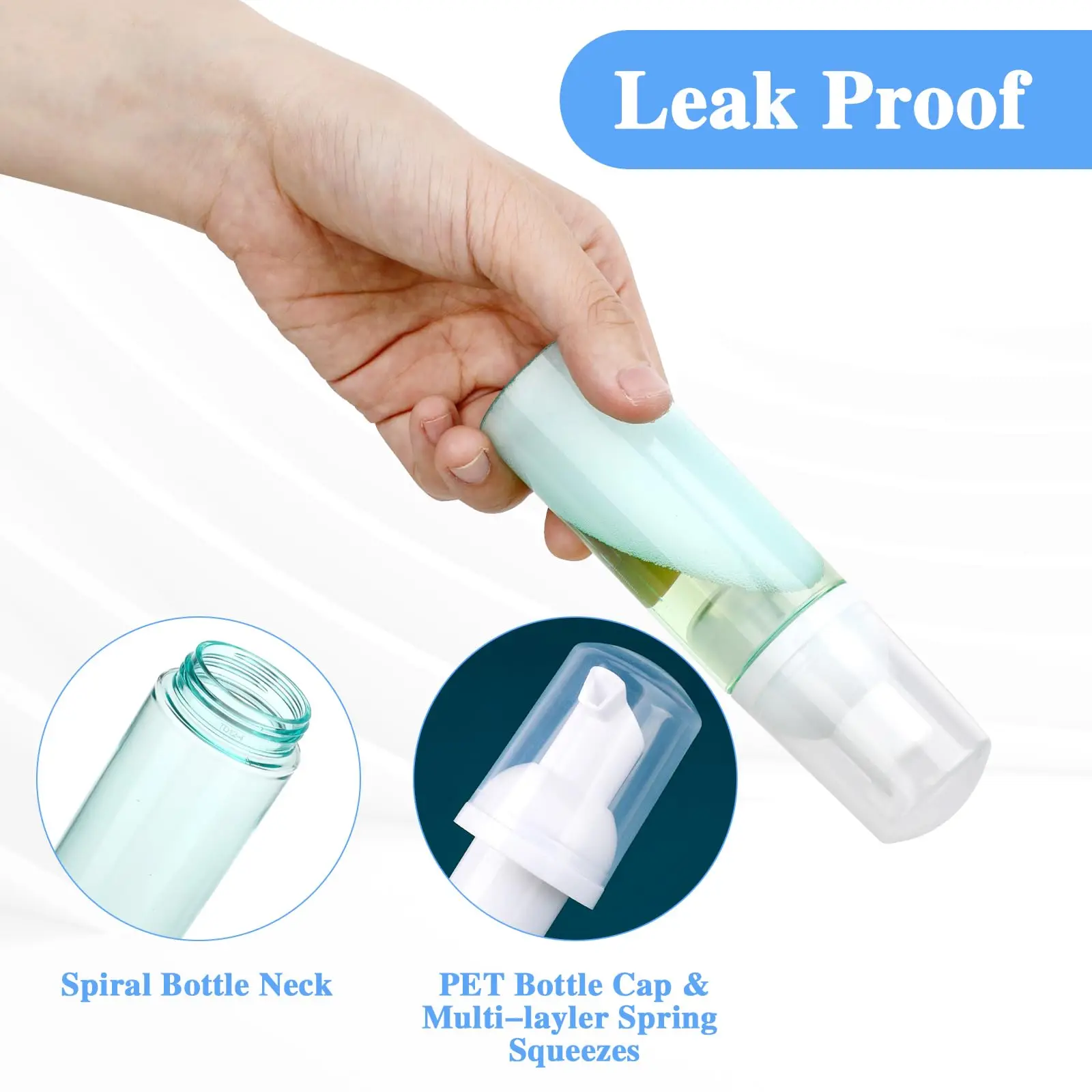 Foam Pump Bottle Travel 2 oz Small Size Mousse Foam Soap Dispenser Refillable Pump Containers Foaming Hand Soap Refills 3 Pcs