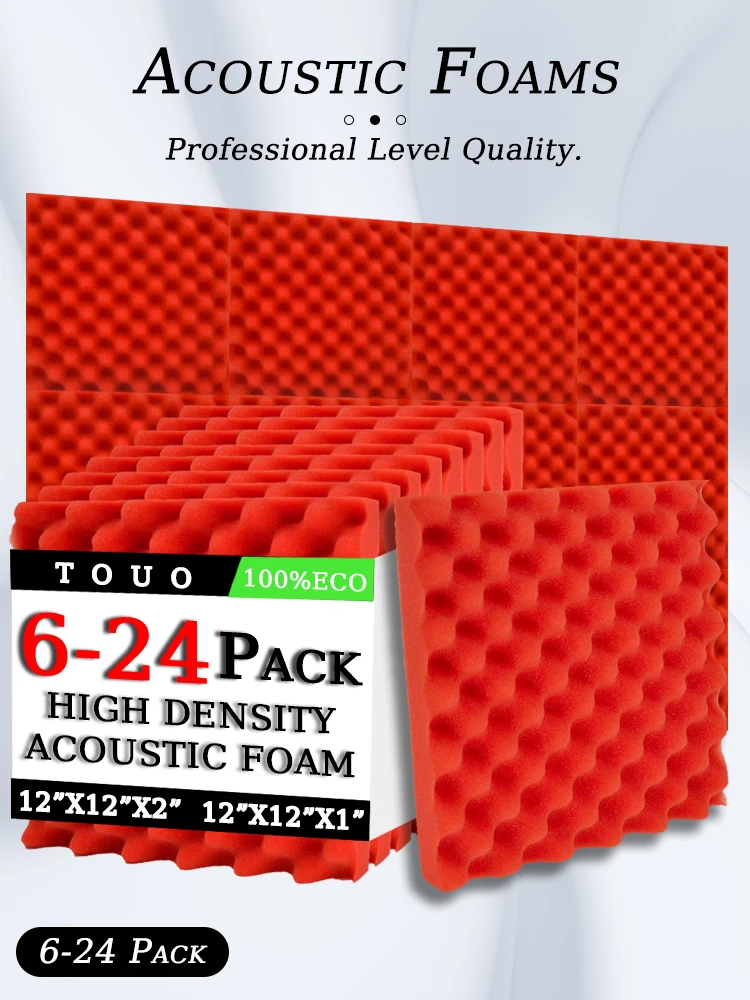 Description Picture 2 of itemTOUO 6 12 24 Pcs Wall Soundproof Foam Egg Trough Acoustic Foam High Density Sound Absorbing Material Bedroom Sound Insulation
