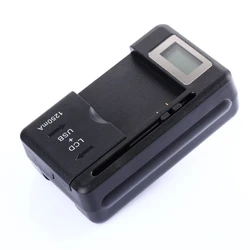 Universal Mobile Battery Charger with LCD Indicator and USB Port - US/EU Plug (US)