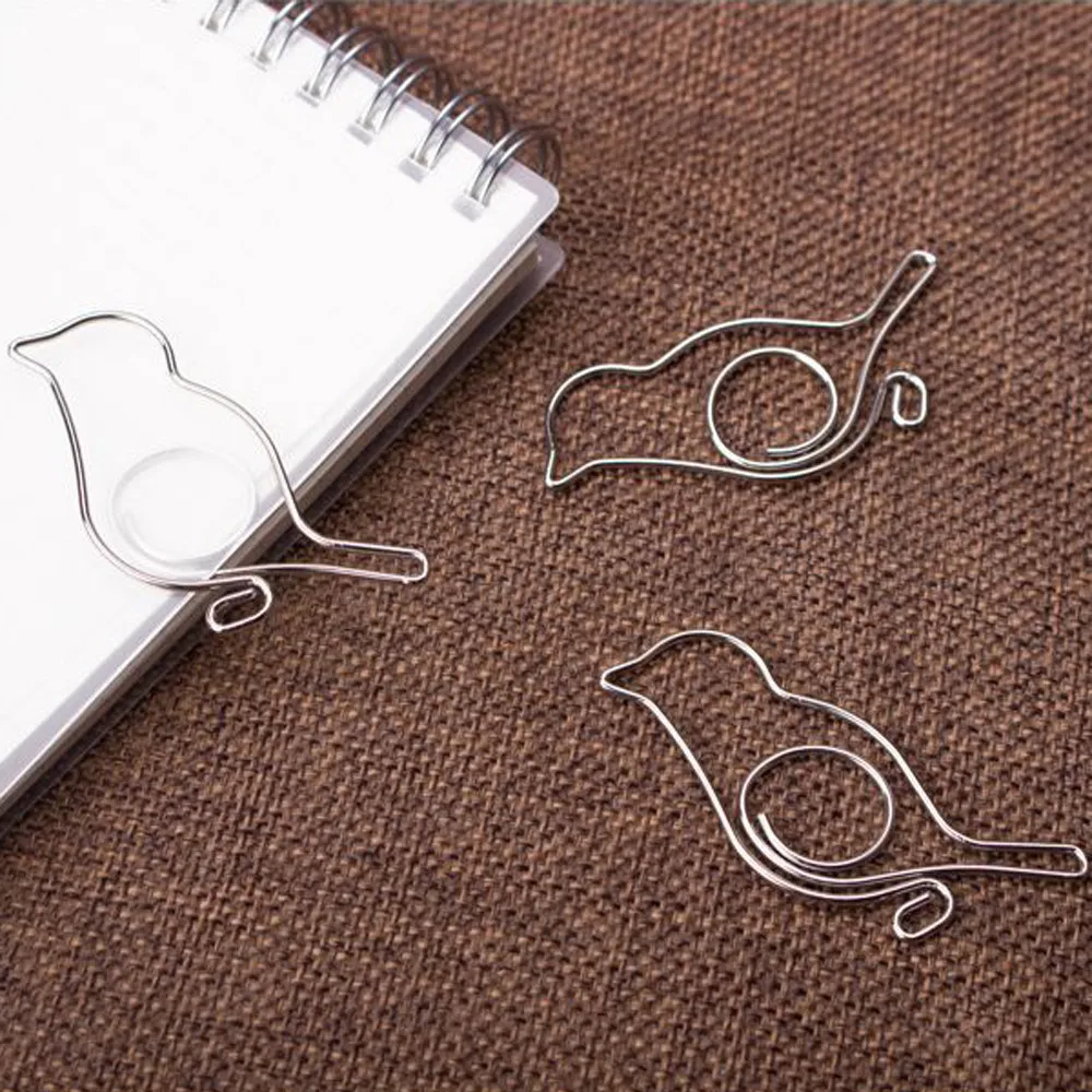 20pcs Paper Clip Silver Cute Bird Shape Paperclip Diy Decoration Metal