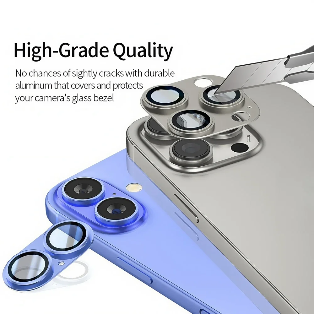 Pink Full Glass Back Cover with Metal Camera Alloy Ring Protector