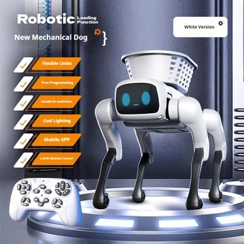 Nuovo Robot Cane Intelligente AI 2026 con Telecomando, Giocattolo Programmabile con Cestino di Carico, Regalo di Compleanno/Festival per Ragazzi