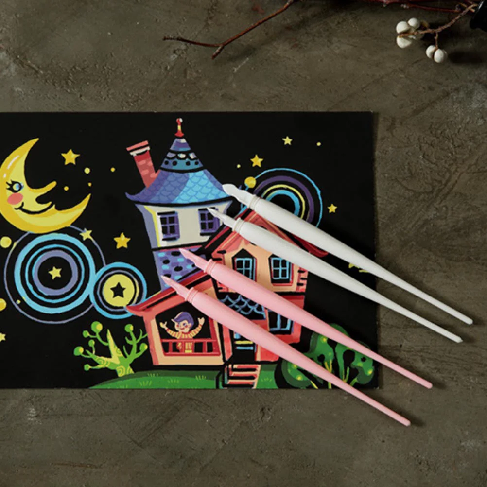 

Scratch Painting Pen Multifunction Portable Stylus Art Paint Coloring Pens Sharp Flat Two-head Dual-use Acraping Brush