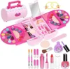 Portable DIY Kid Make Up Toy Beauty Safe Easy Remove Wash Cosmetic Nail Polish Palette Set Case Girl Pretend Gift for Toddler 2