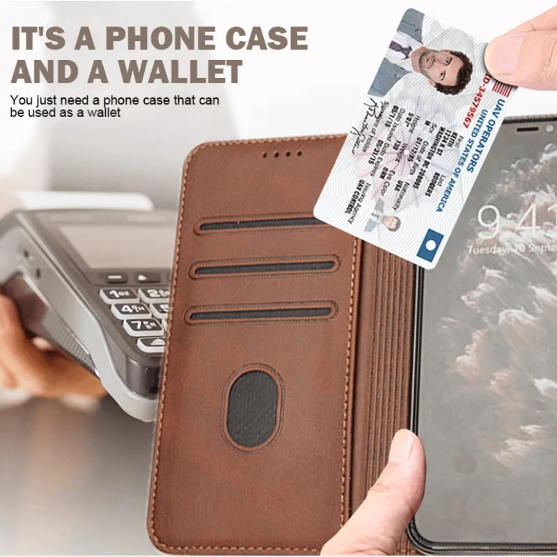 Magnetic Wheatear Leather Wallet Phone Case Cover
