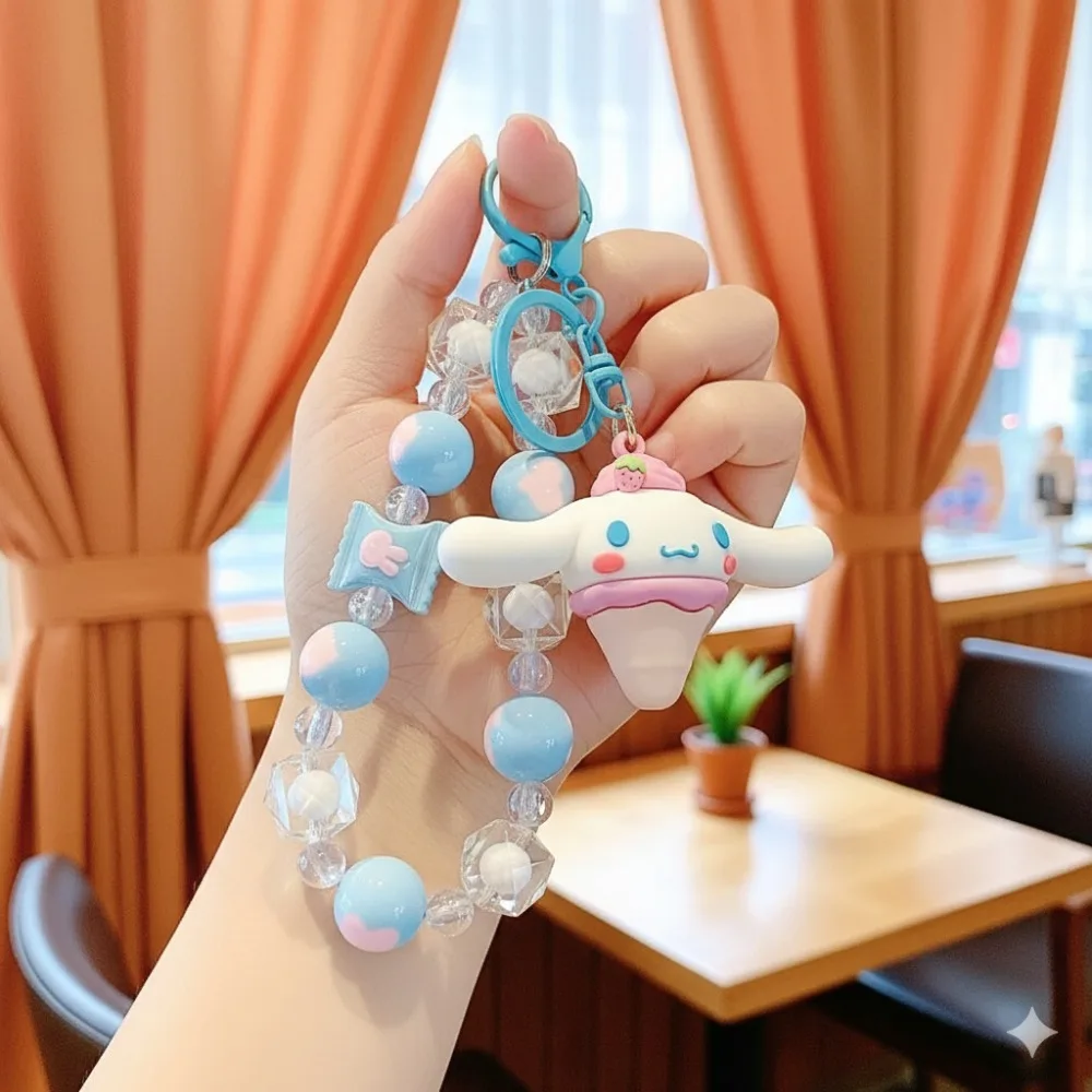 iigen Kawaii Sanrio 헬로 키티 시나모롤 휴대폰 체인 귀여운 캔디 쿠로미 헬로 키티 끈 키체인 배낭 펜던트