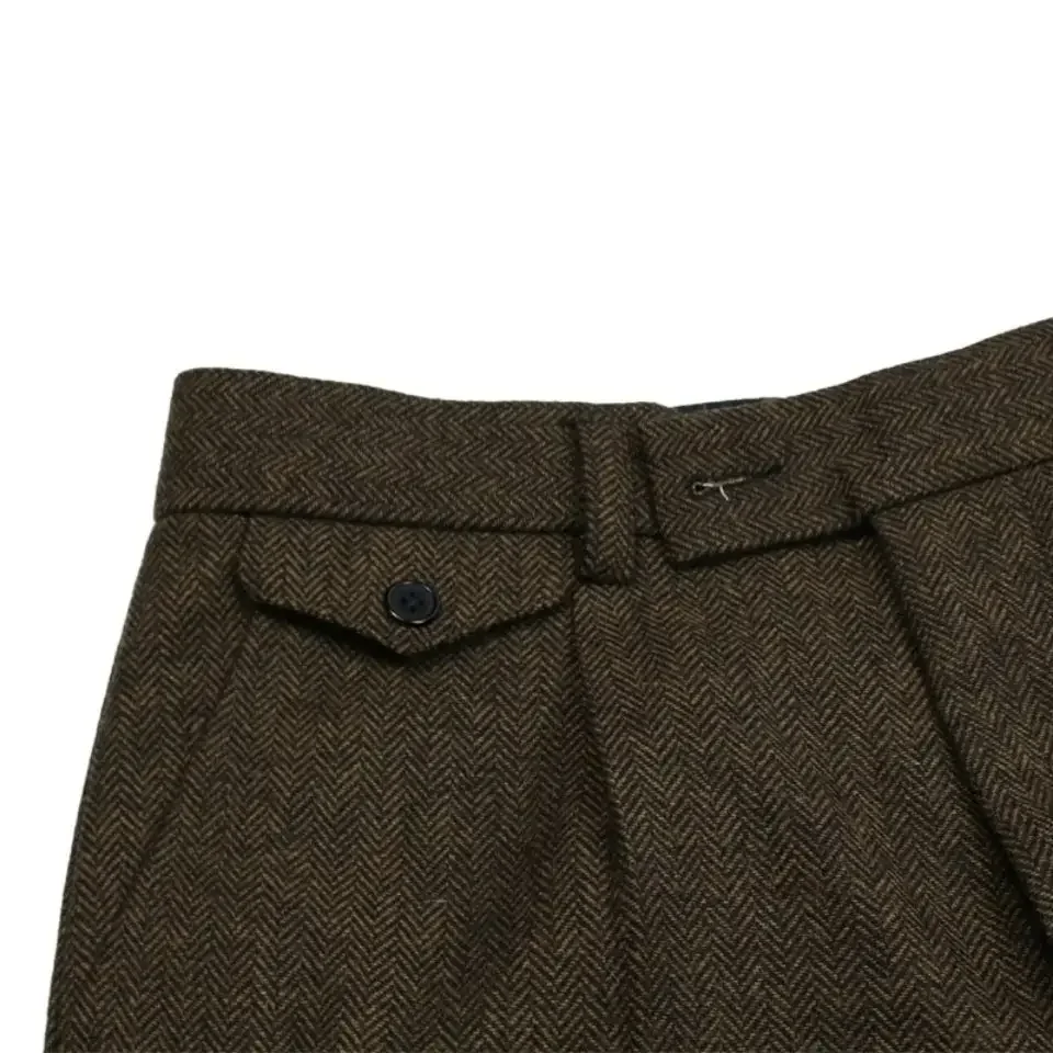 2024 Autumn Winter New Business Suit Pants Men Casual Formal Slim Fit Classic Office Woolen Straight Trousers Male Pants F211