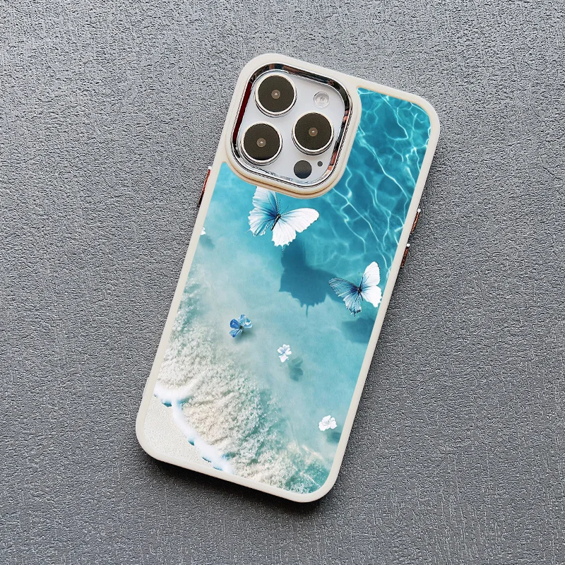 Blue Butterfly Ocean Waves Silicone Phone Case Cover