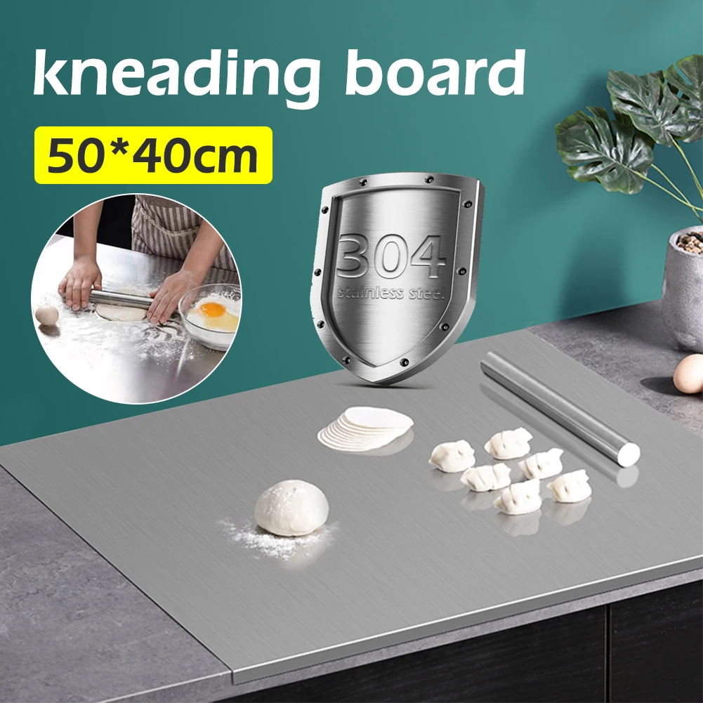 

304 Stainless Steel Cutting Chopping Board Pastry Fruit Serving Board 50cmx40cm
