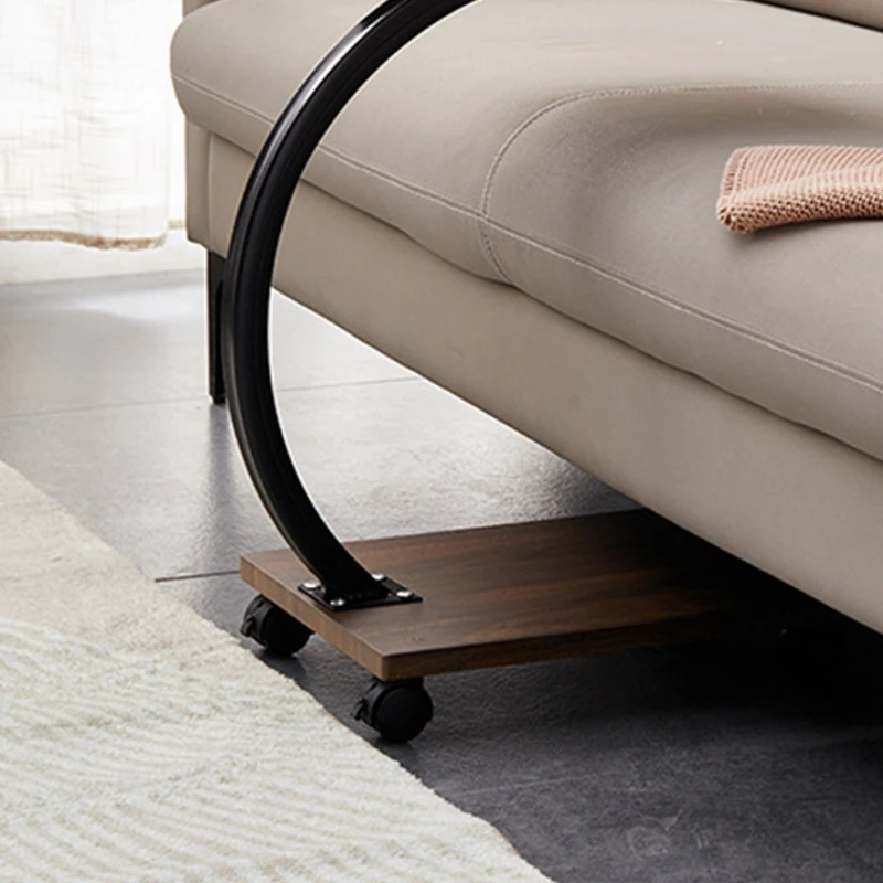 Tavolino a forma di C - Tavolino da salotto - Regolabile in altezza - Piano girevole a 360° - Compatto - Design moderno - Colore noce
