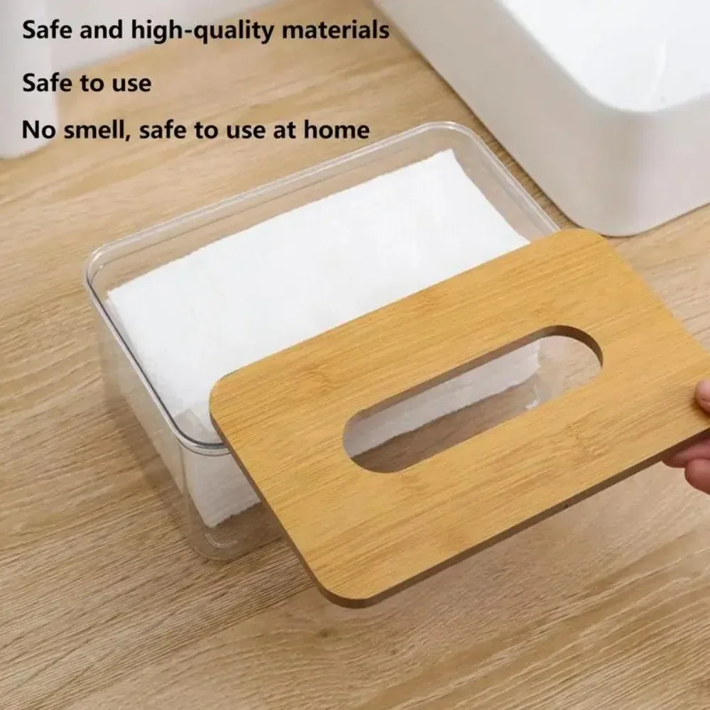 Tissue Clear Box Napkin Household Transparent Rectangular Table Tissue Wooden Modern Desktop Creative Box Holder tissue box wet tissue storage box tissue storage box