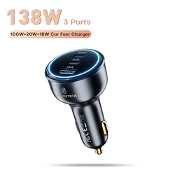 High - Power 138W Fast USB Type C Car Charger with PD3.0 and PPS - No Cable
