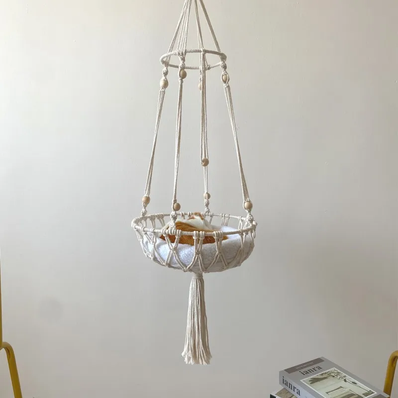 

Handmade Woven Cat Nest Hammock, Hanging Basket, Net Bag, Pet Toy, Washable Home