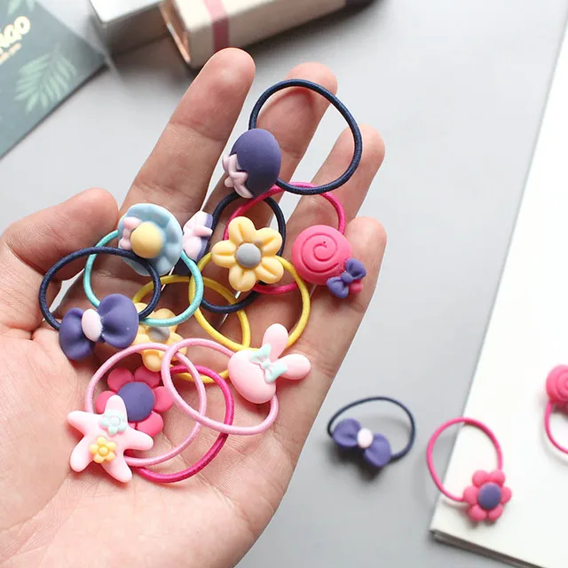 20/2Pcs Children Hair Ties Headdress Not Hurt Girls Scrunchies Elastic Hair Band Kids Hair Rope Rubber Band Set Hair Accessories 3