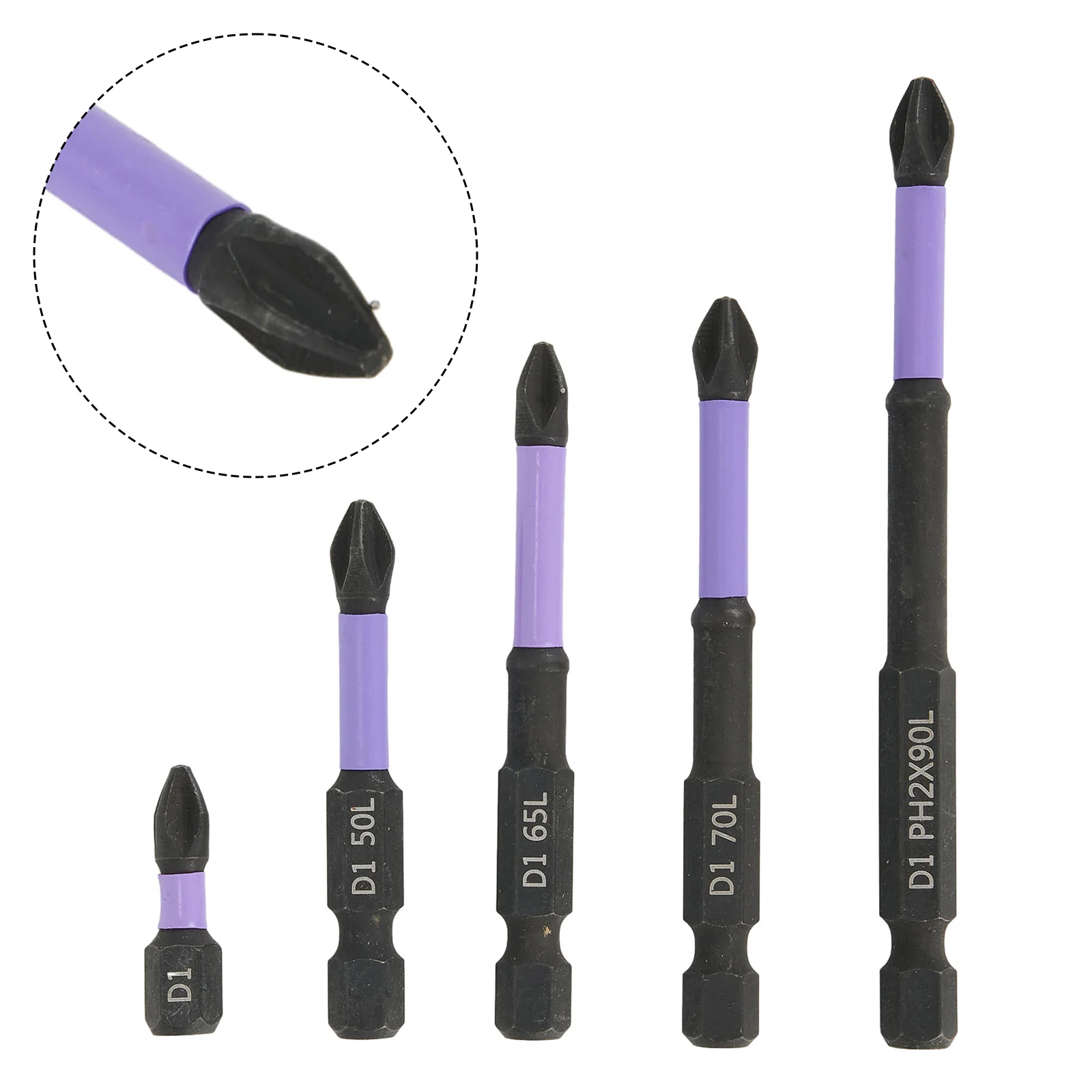 

5PCS Non-slip PH2 Magnetic Screwdriver Batch Head Cross Screwdriver Impact Screwdriver Set 25-90mm Hand Tools