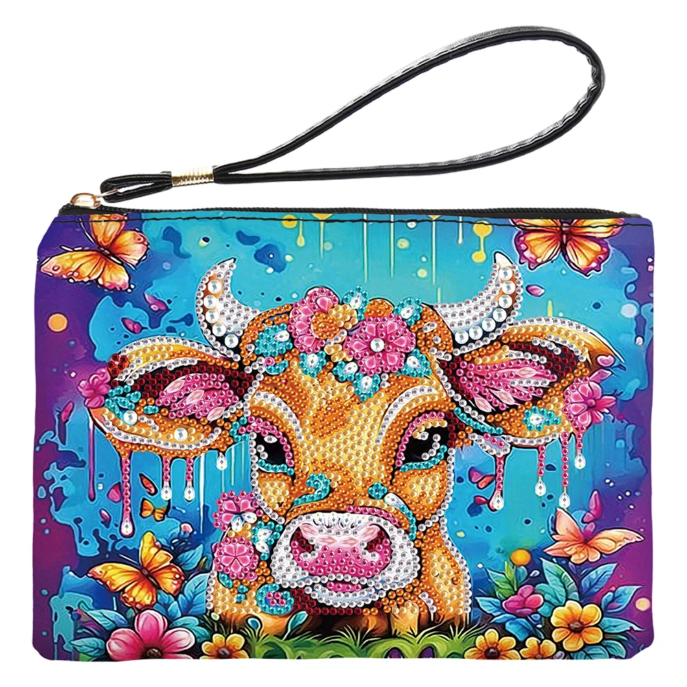 Description Picture 6 of itemPU Partial Special Shaped Cute Rhinestone Mosiac Zipper Handbag 5D Diamond Handmade Wristlet Wallet Female Makeup Bag