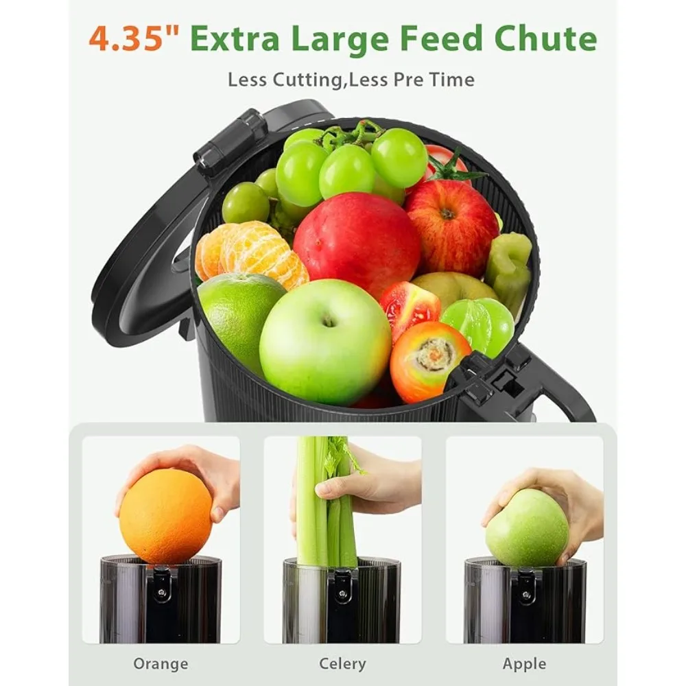 Cold Press Juicer Slow Juicer with 4.35" Feed Chute Fit Juice Extractor Machine 3