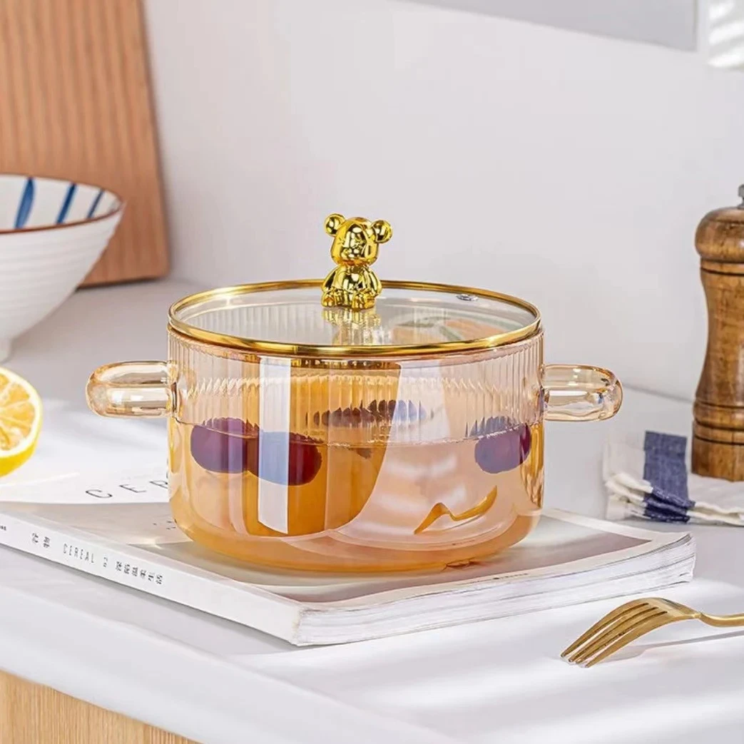 Glass Saucepan Bear Knob 1