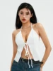 Women Crop Vest Tops Sleeveless Hanging Neck Drawstring Solid Color Casual Party Summer Spring Shirt 4