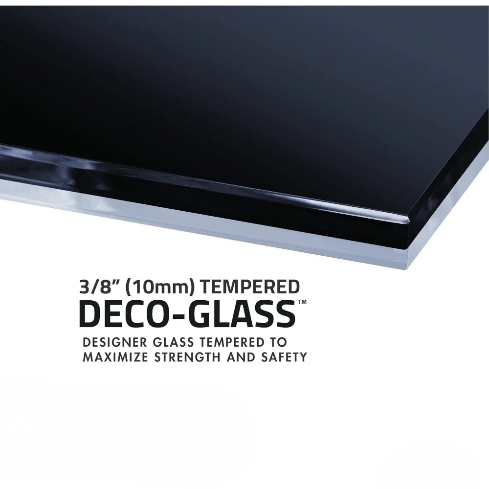 74 X 34 Inch Framed Black Tinted Fixed Glass Shower Screen Shower Door in Matte Black | Veil Water Repellent Tempered Glass 5