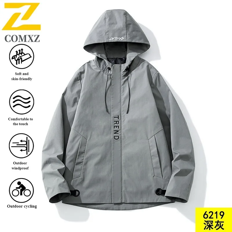 EiAO Jacket Korean Streetwear Hooded  Windproof Waterproof Workwear Coat for Men Camping Hiking Fishing Trendy Casual Wear 2025
