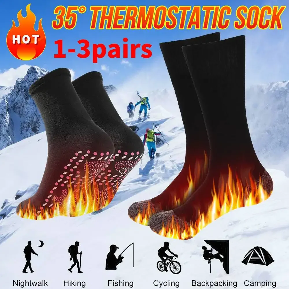 Breathable Constant Temperature Stockings Acetate Fibers Keep Warm Heating Sock Lightweight Running Foot Sock for Indoor Outdoor