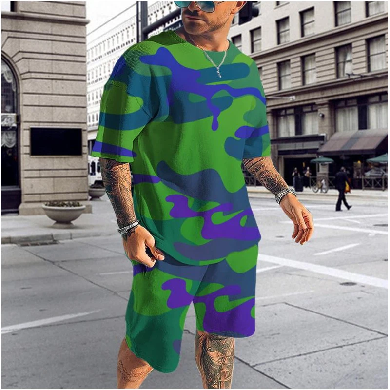 Mens Camo Casual Tracksuit Set