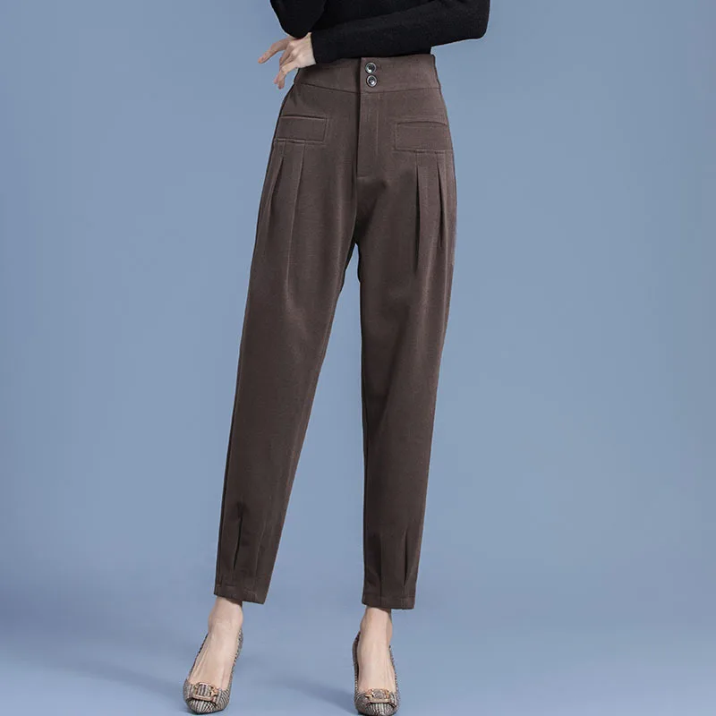 

Coffee Colored Women's Long Pants Loose and Thick Autumn And Winter Wear High Waisted New Radish Pants Casual Lantern PantsM-4XL