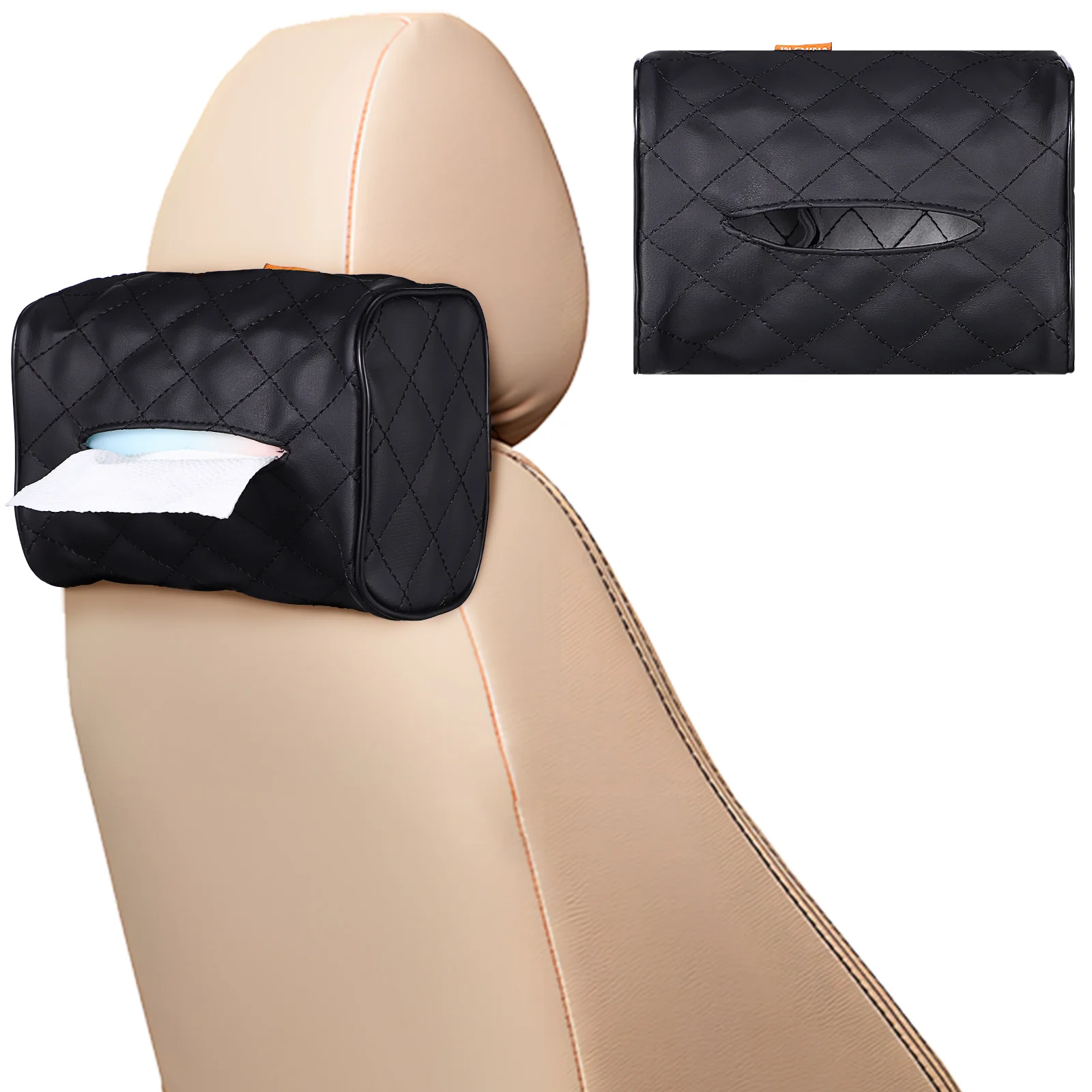 

Car Tissue Box Essentials Holder for Visor Storage Backseat Pu Napkin Dispenser Organizer