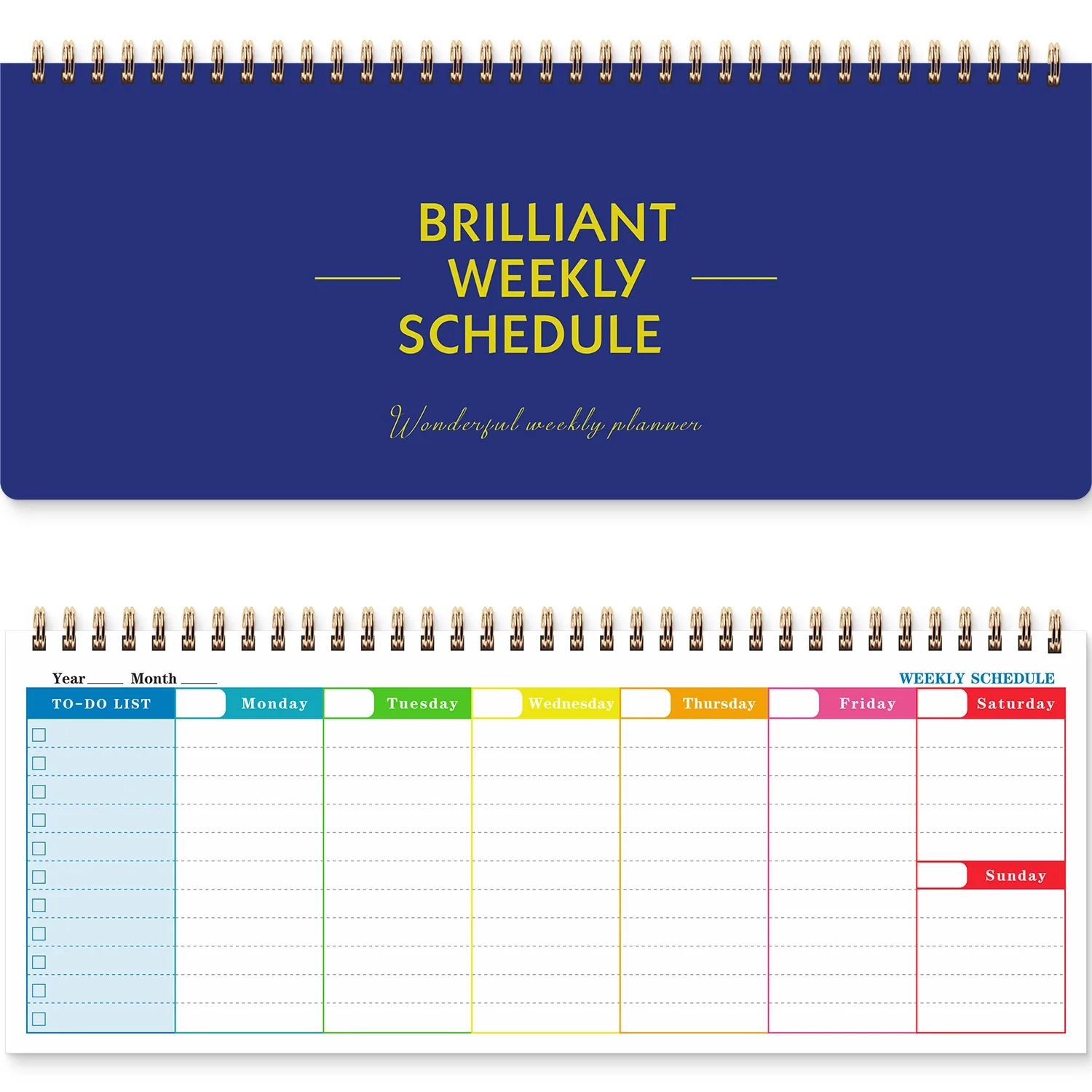 English Coil Notebook: Weekly Planner & Memo Notepad, 60 Sheets/120 Pages