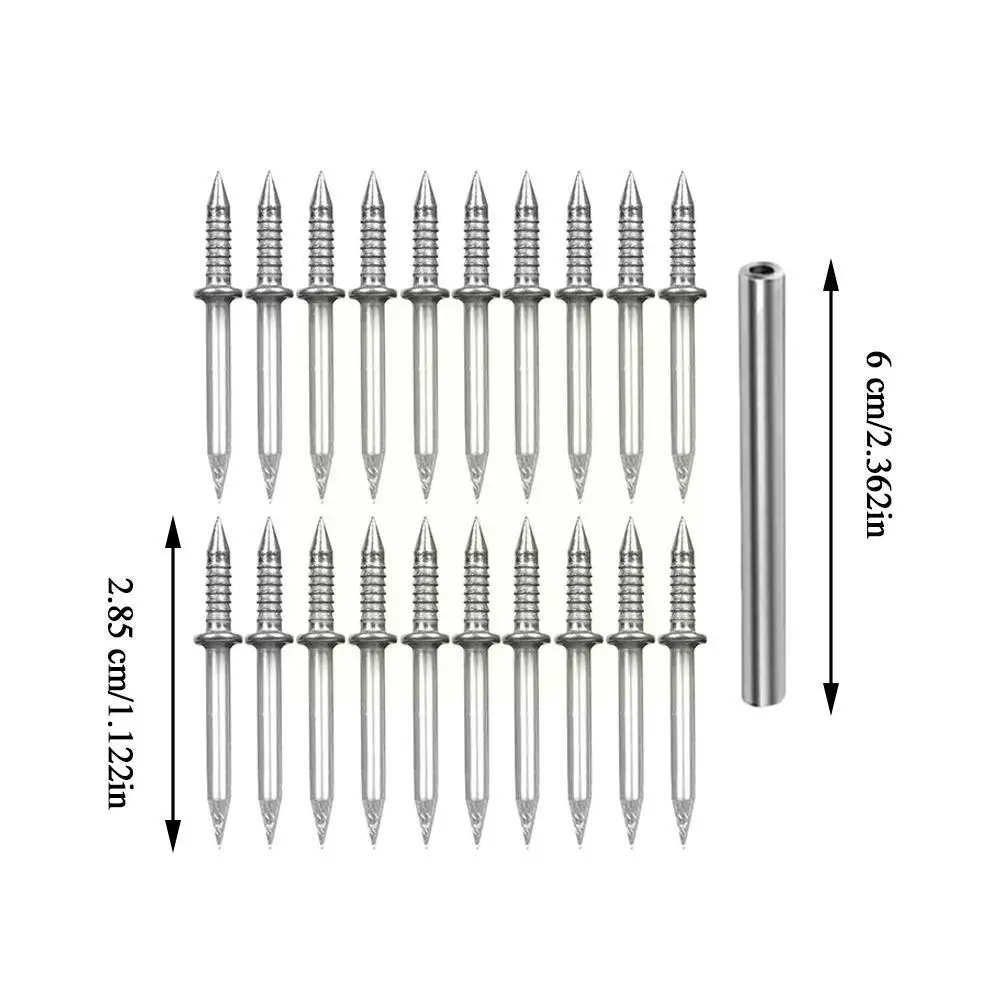 20PCS Double-Head Seamless Installation Nail With Sleeve Carbon Steel Nails For Skirting Thread Hardware Non-Marking Nails