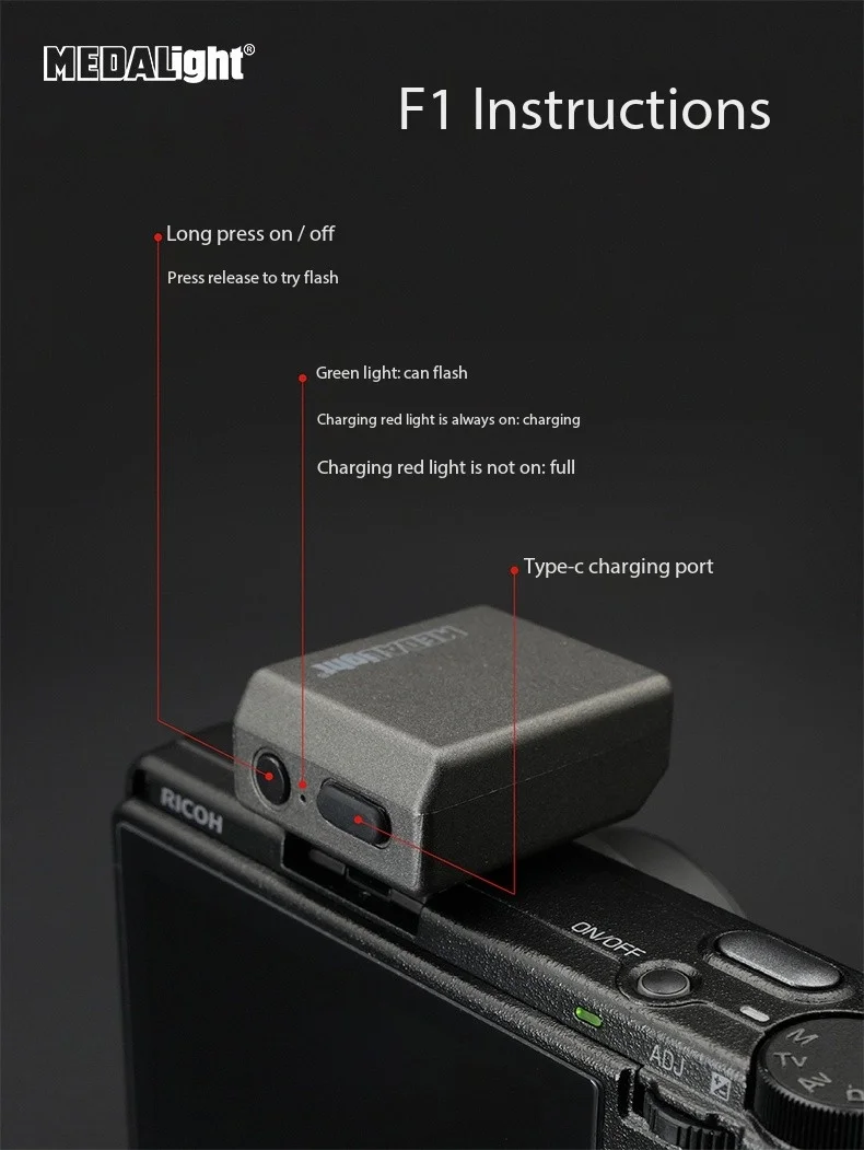 Description Picture 3 of itemMedalight F1 Mini Camera Flash Speedlite for Fuji/Iconic Brand/Nikon/Iconic Brand,Digital Film DSLR Cameras,Portable Mini hot Shoe Flashlight