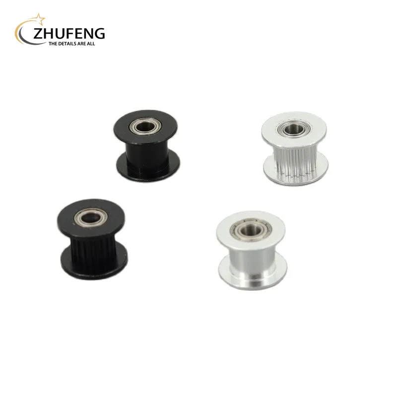 2GT 20 Teeth Synchronous Wheel Idler Pulley Black Bore 3/4/5/6/8mm With Bearing For GT2 Timing Belt Width 6/10mm